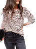 Apricot Animal Spotted Print Round Neck Long Sleeve Top