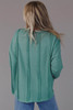 Green Exposed Seam Waffle Knit Loose Top