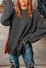 Black Drop Shoulder Ribbed Trim Oversized Sweatshirt