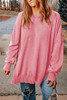 Pink Drop Shoulder Ribbed Trim Oversized Sweatshirt