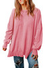 Pink Drop Shoulder Ribbed Trim Oversized Sweatshirt