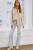 Apricot Solid Buttoned Chest Pocket High Low Loose Shirt