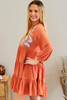 Orange Embroidered Tiered Ruffle Dress