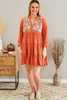 Orange Embroidered Tiered Ruffle Dress Orange Embroidered Tiered Ruffle Dress