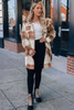 Brown Plaid Print Flap Pockets Long Shacket
