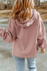 Pink Flap Pocket Drawstring Hood Zip Up Jacket