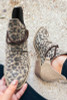 Leopard Retro Canvas Patchwork Chunky Heel Booties