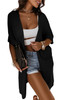 Black Dolman Half Sleeve Pocketed Long Cardigan