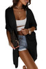 Black Dolman Half Sleeve Pocketed Long Cardigan Black Dolman Half Sleeve Pocketed Long Cardigan