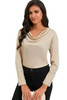 Apricot Cowl Neck Long Sleeve Elegant Blouse