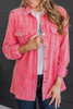 Pink Buttoned Flap Pocket Corduroy Jacket Pink Buttoned Flap Pocket Corduroy Jacket