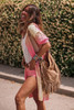 Pink Ribbed Short Sleeve Ombre Eyelet Knitted Cardigan Pink Ribbed Short Sleeve Ombre Eyelet Knitted Cardigan