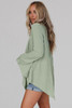 Green Ribbed Expose Seam Bell Sleeve Top Green Ribbed Expose Seam Bell Sleeve Top
