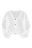 White Hollowed Knit Dolman Sleeve Sweater Cardigan