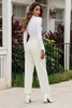 Beige Corduroy High Waist Straight Leg Pants