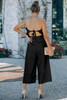 Black Ruffled Strapless Wide Leg Jumpsuit