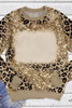 Leopard Bleached Tie Dye Leopard Print Long Sleeve Top