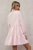 Pink Frilled Stand Collar Long Sleeve Ruffle Dress