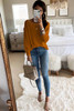 Brown Long Sleeve Cutout Shoulder Relaxed Sweater Brown Long Sleeve Cutout Shoulder Relaxed Sweater