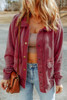 Red Vintage Washed Flap Pocket Button Shacket Red Vintage Washed Flap Pocket Button Shacket