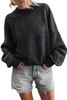 Black Drop Shoulder Crew Neck Pullover Sweatshirt