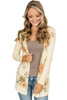 Apricot Floral Print Ribbed Knit Slim Fit Cardigan