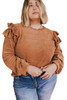 Brown Plus Size Solid Ruffled Tiered Long Sleeve Top Brown Plus Size Solid Ruffled Tiered Long Sleeve Top