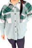 Green Plaid Patchwork Plus Size Corduroy Shacket