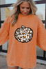 Orange Leopard Pumpkin Graphic Corded Sweatshirt