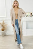 Apricot Open Front Pocketed Duster Cardigan with Slits