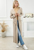 Apricot Open Front Pocketed Duster Cardigan with Slits