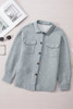 Gray Lattice Texture Retro Flap Pocket Button Shacket