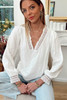 White Lace Patchwork Textured Blouse