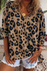Brown Leopard Split Joint V Neck Long Sleeve Tops Brown Leopard Split Joint V Neck Long Sleeve Tops