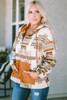 Beige Aztec Print Kangaroo Pocket Half-Zip Hoodie