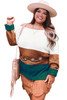 Brown Plus Size Ribbed Trim Color Block Sweater