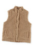 Khaki Snap Button Pocketed Sherpa Vest Jacket