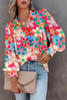 Multicolor Floral Print Bubble Sleeve Shirt
