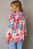 Multicolor Floral Print Bubble Sleeve Shirt