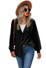 Black Waffled Knit Lace Long Sleeve Buttoned Cardigan