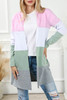 Multicolor Color Block Pocketed Casual Duster Cardigan