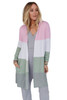 Multicolor Color Block Pocketed Casual Duster Cardigan