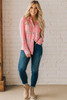 Pink Button Front Plaid Print Shirt