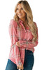 Pink Button Front Plaid Print Shirt