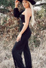 Black One-Shoulder Balloon Sleeve Cutout Jumpsuit