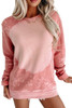 Pink Bleached Round Neck Pullover Sweatshirt
