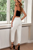 White Solid Color Drawstring Smocked Waist Joggers