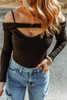 Black Cold Shoulder Cut-out Long Sleeve Bodysuit Black Cold Shoulder Cut-out Long Sleeve Bodysuit