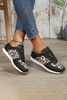 Black Casual Leopard PU Patchwork Lace up Sneakers