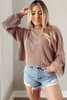 Khaki Cording Drop Shoulder Puff Sleeve Casual Blouse Khaki Cording Drop Shoulder Puff Sleeve Casual Blouse